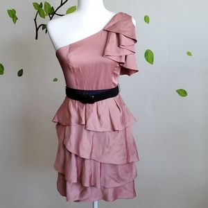 BCBGMaxazria Dusty Rose One Shoulder Dress Size 2